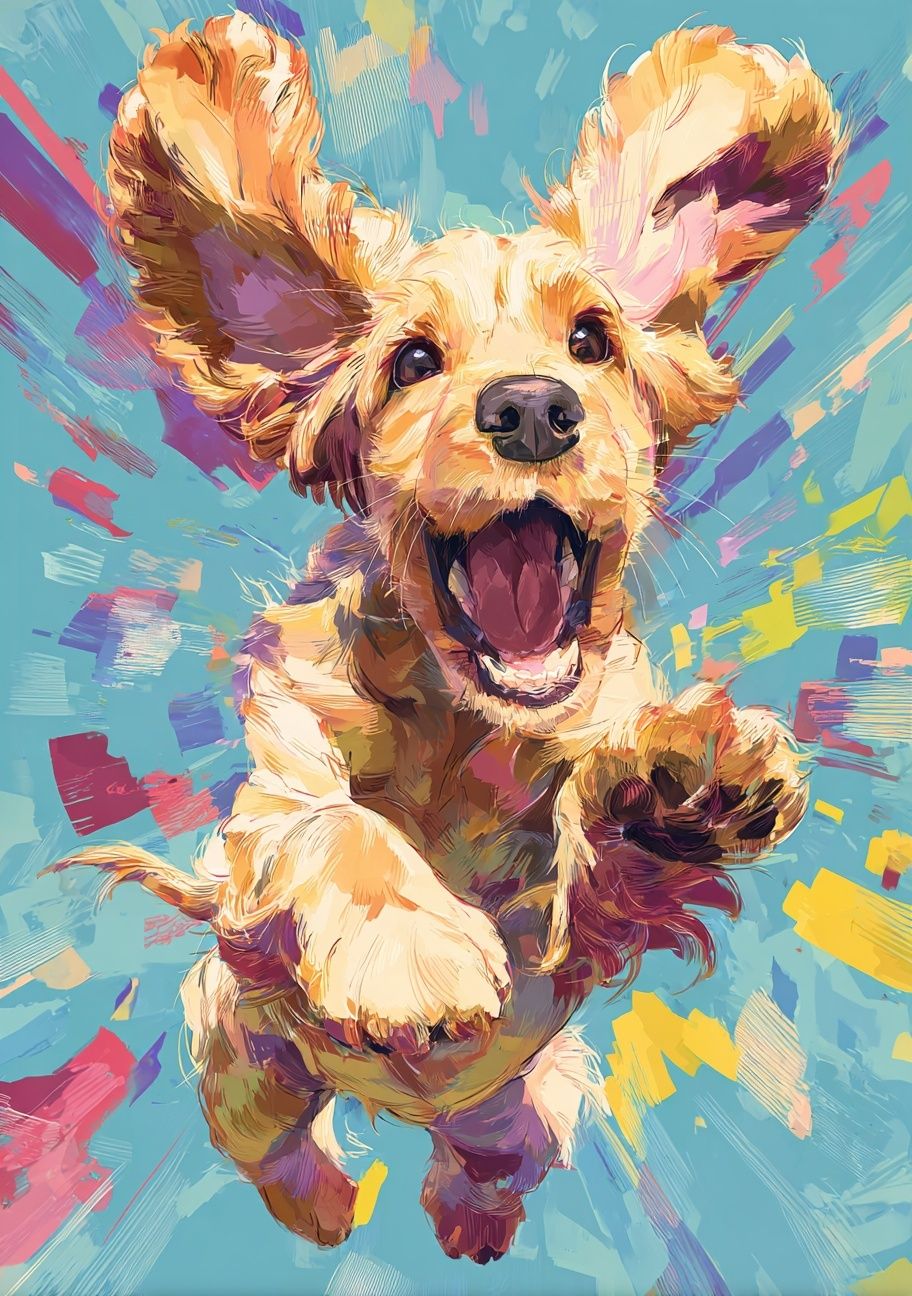 Playful Puppy Pop-Art Poster. poster detail