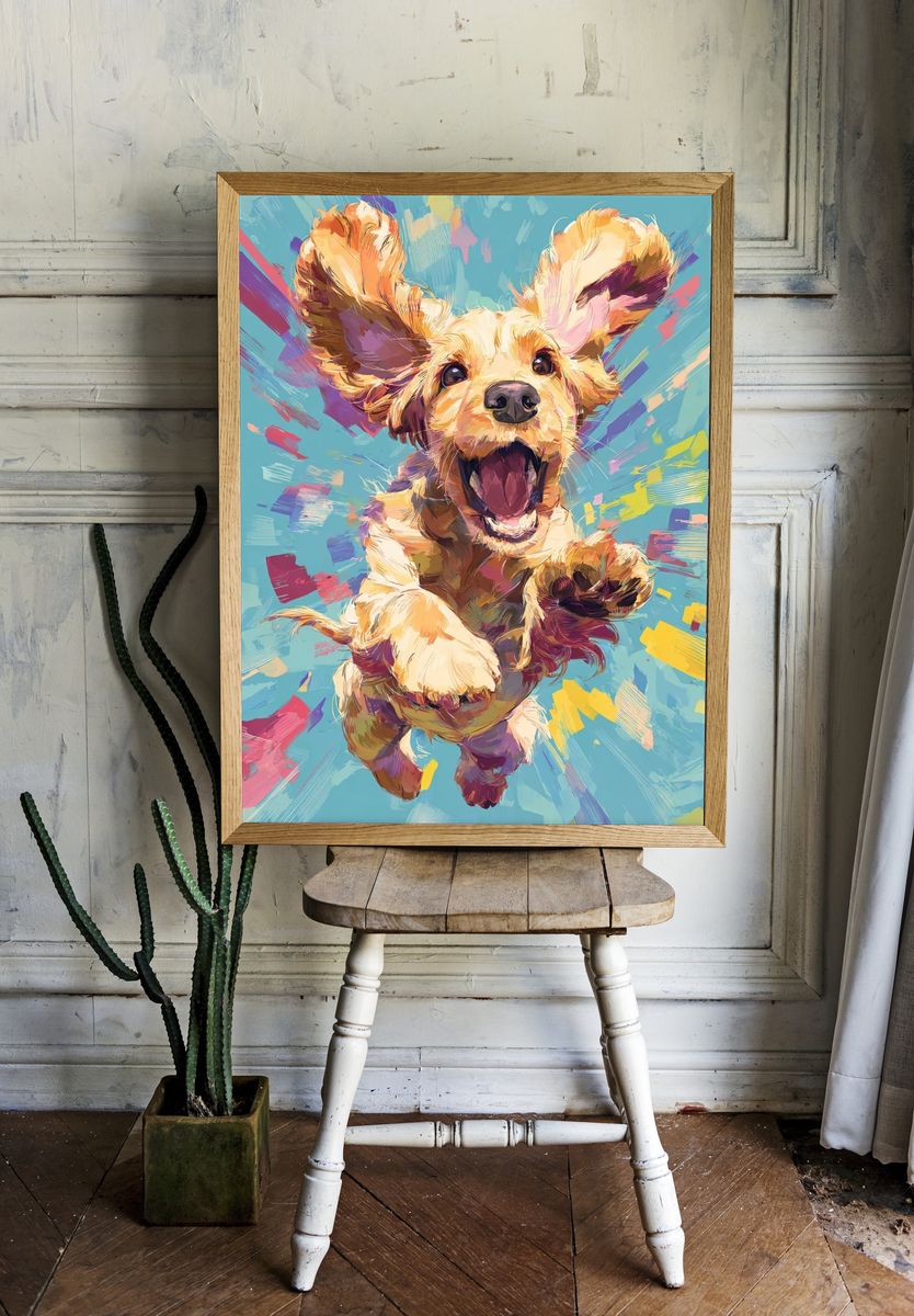 Playful Puppy Pop-Art Poster. — room view 1