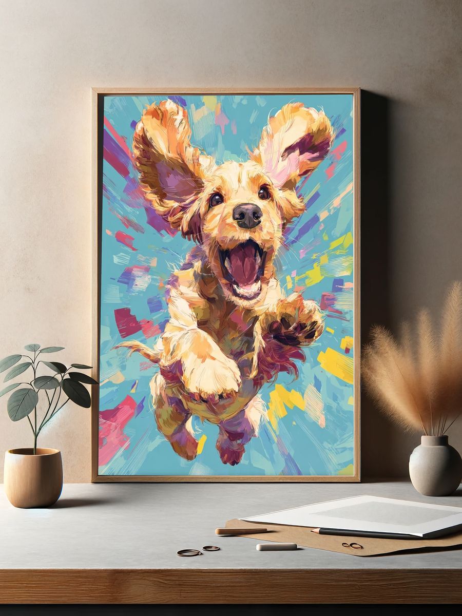 Playful Puppy Pop-Art Poster. — room view 2