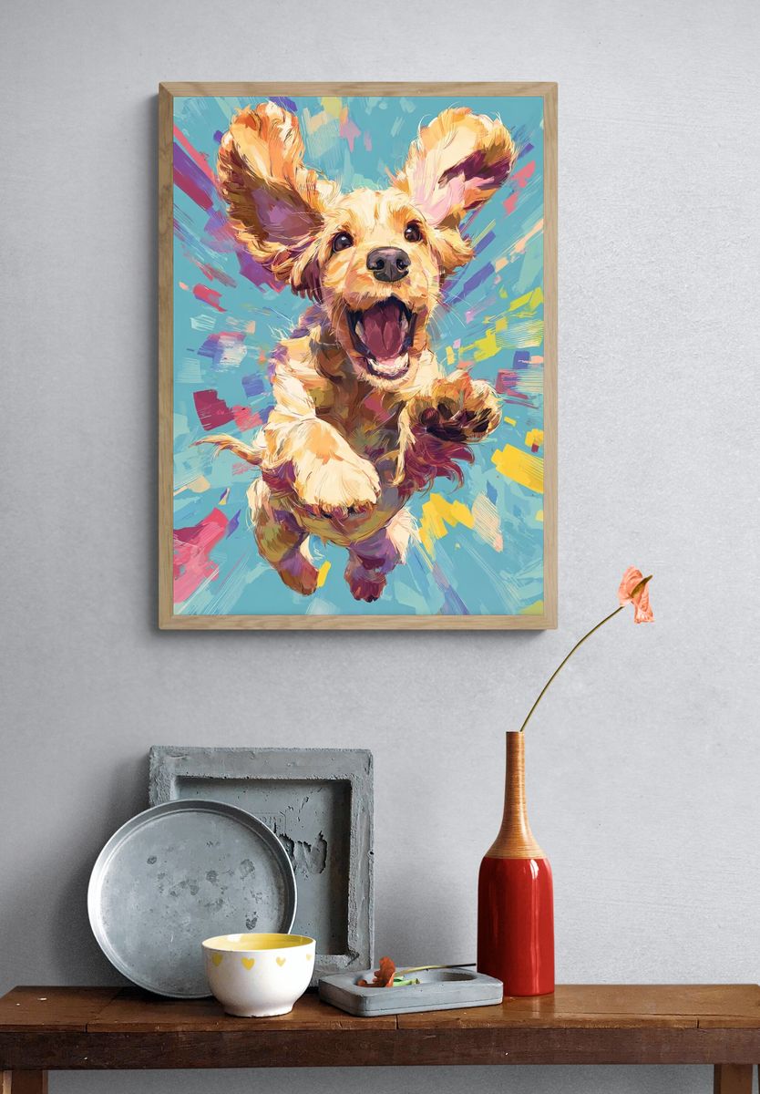 Playful Puppy Pop-Art Poster. — room view 3