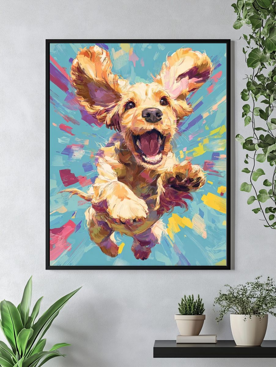 Playful Puppy Pop-Art Poster. — room view 4
