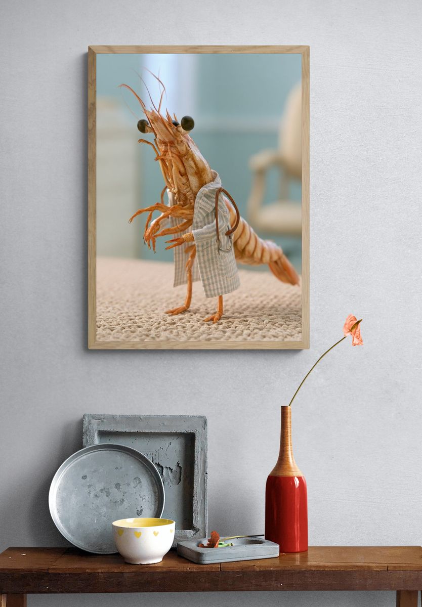 Shrimp in Lab Coat Photography Poster. — room view 3