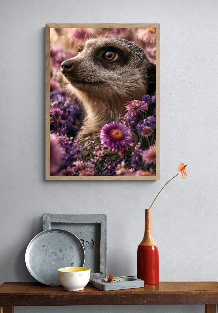 Meerkat in Wildflowers Poster. — room view 3