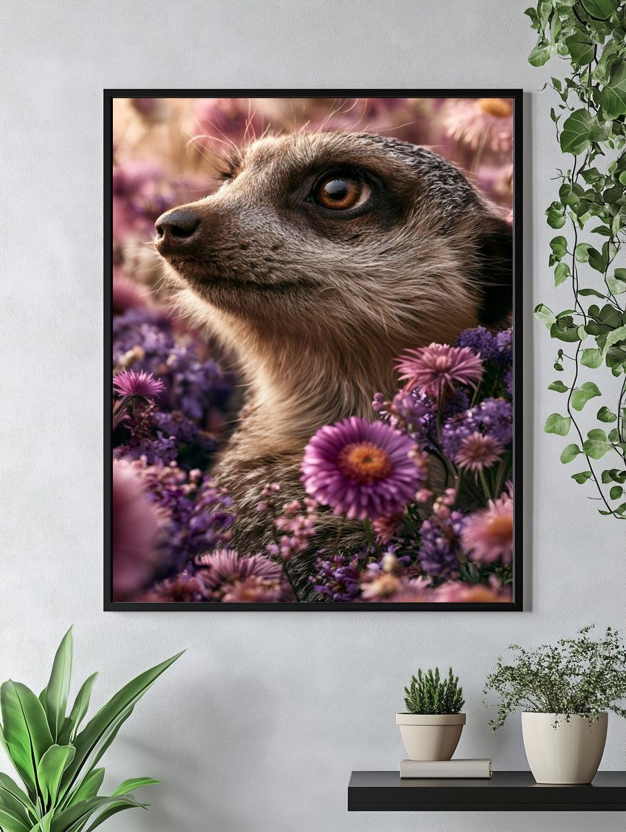 Meerkat in Wildflowers Poster. — room view 4