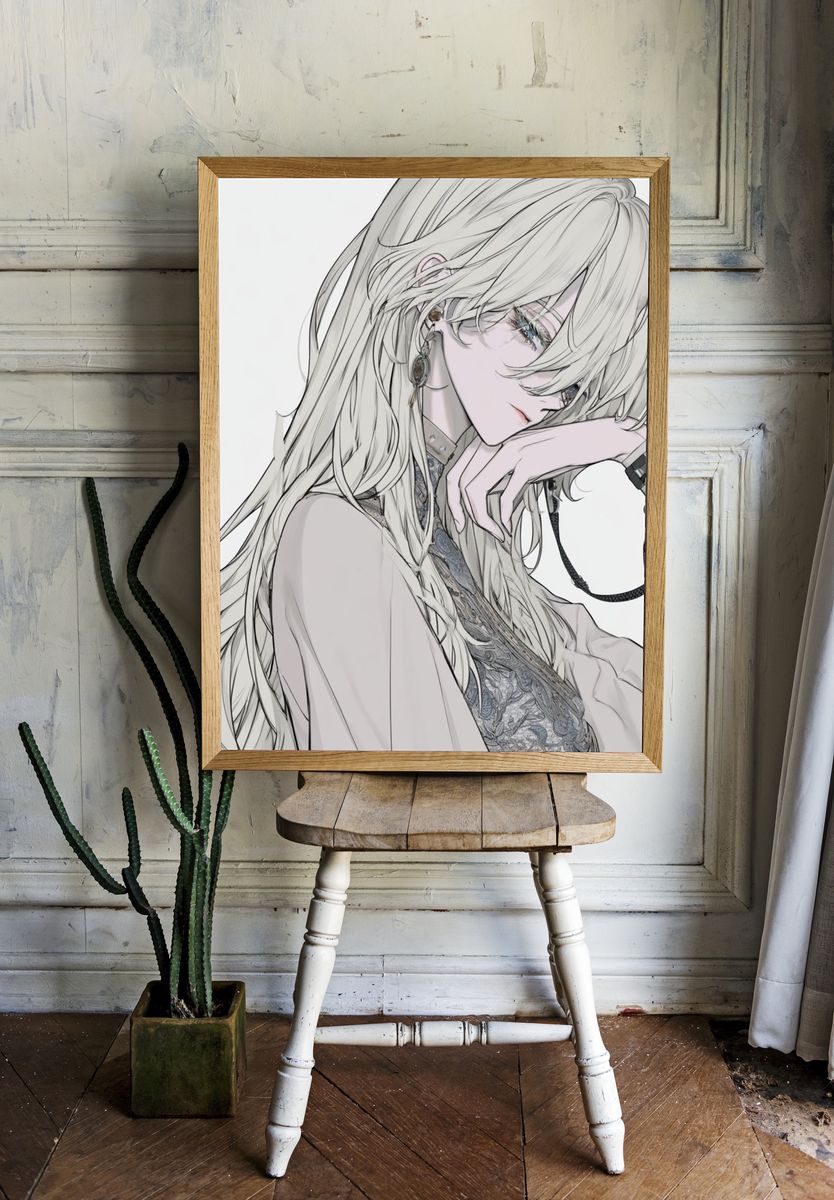 Elegant Anime Portrait Poster. room preview