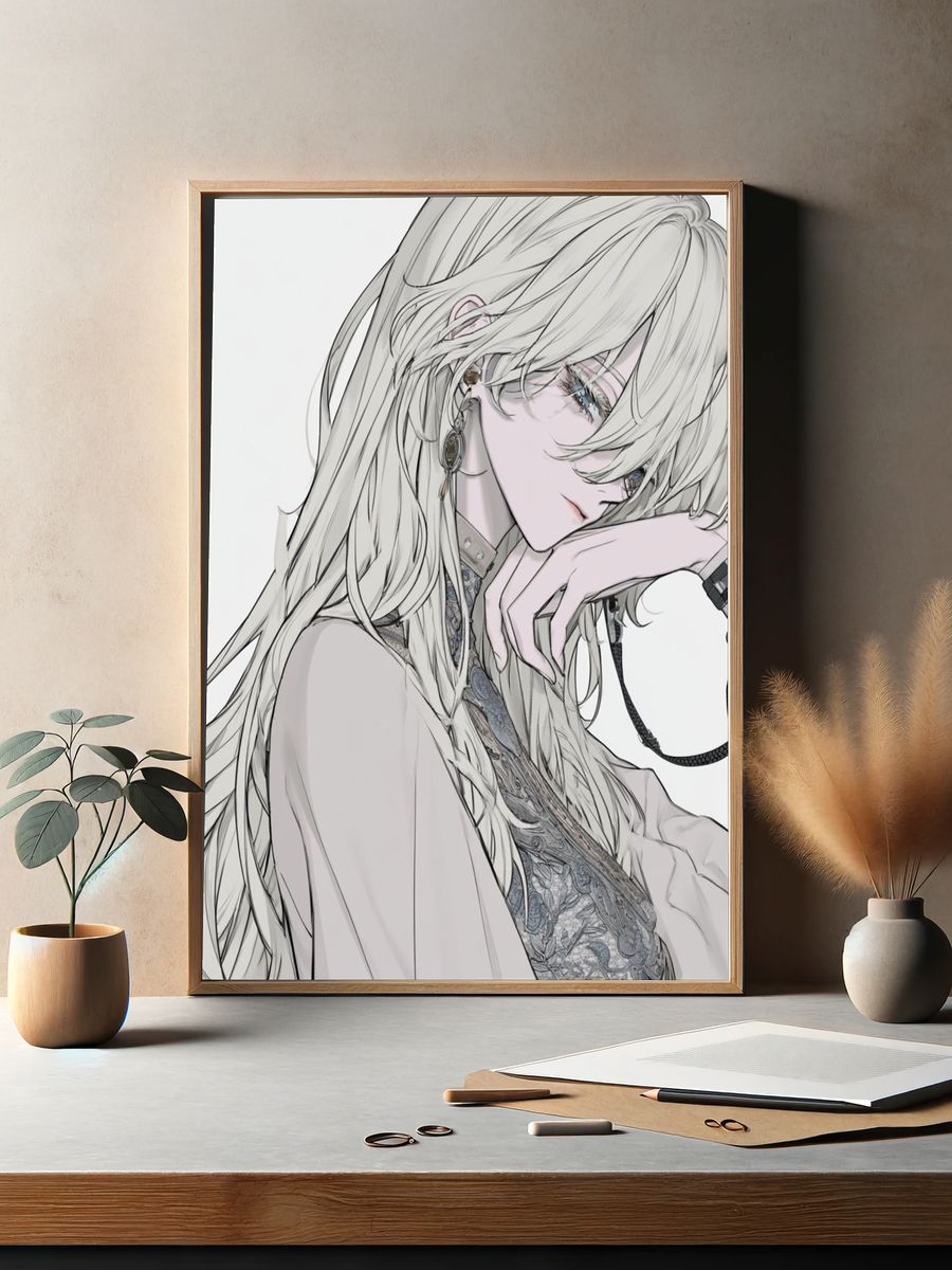 Elegant Anime Portrait Poster. — room view 2