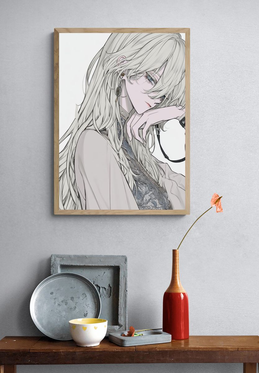 Elegant Anime Portrait Poster. — room view 3