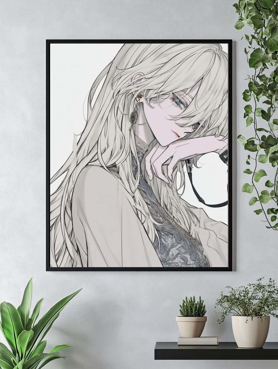 Elegant Anime Portrait Poster. — room view 4