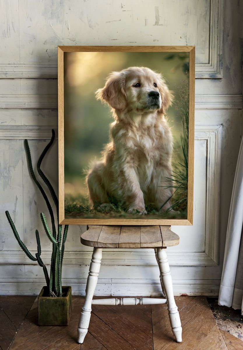 Golden Retriever Portrait Poster. room preview