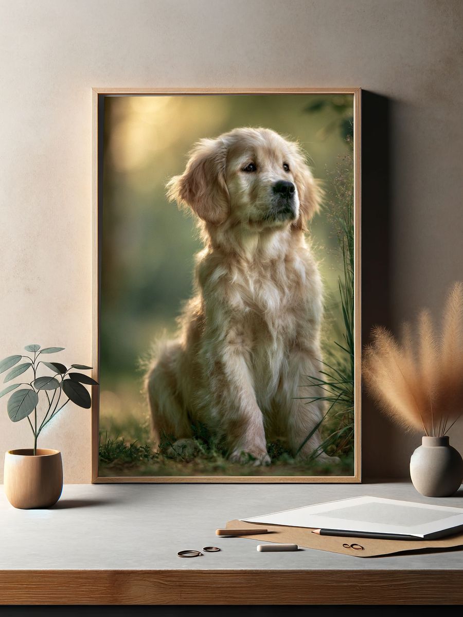 Golden Retriever Portrait Poster. — room view 2