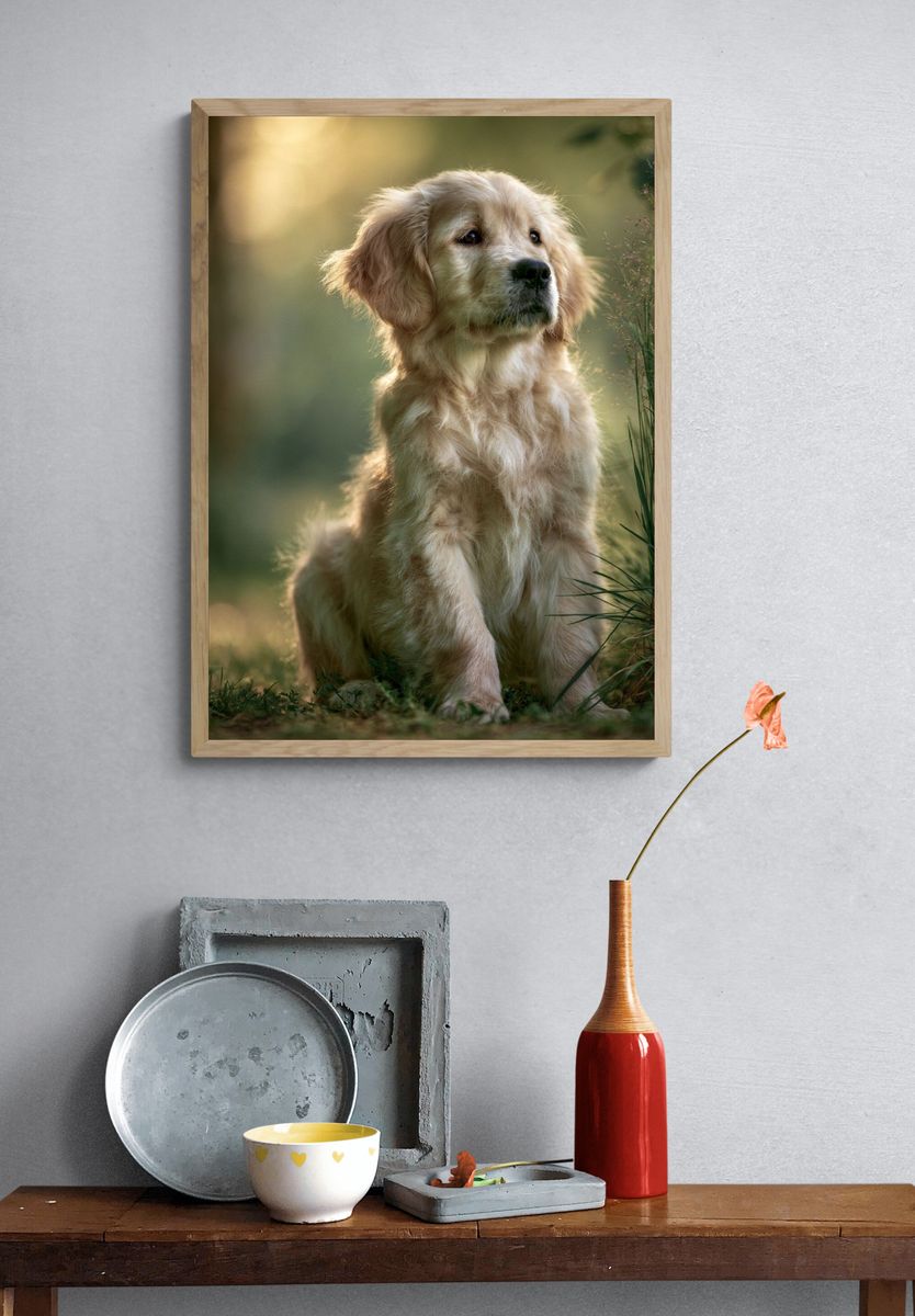 Golden Retriever Portrait Poster. — room view 3