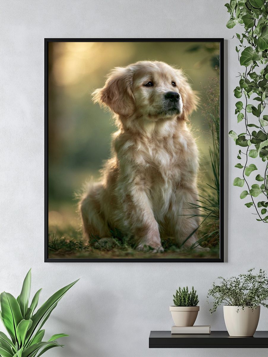 Golden Retriever Portrait Poster. — room view 4