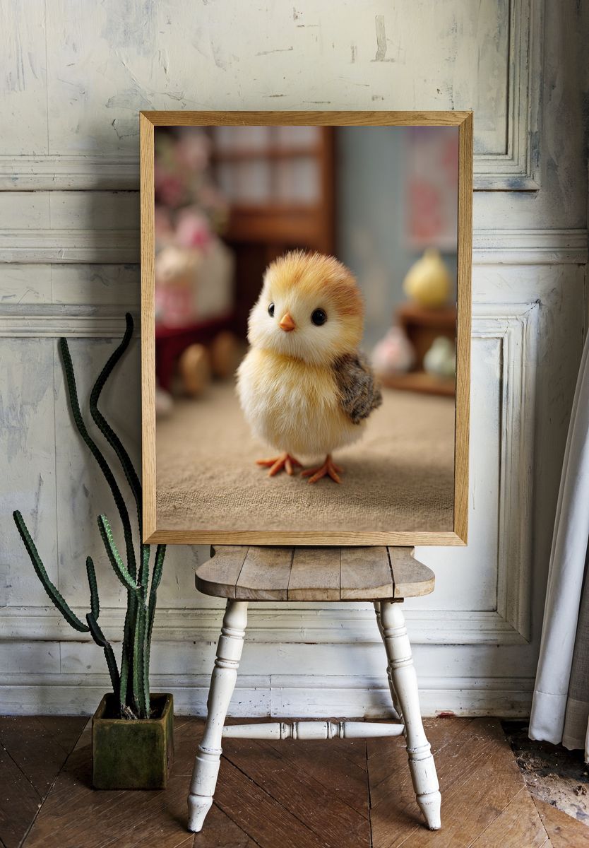 Fluffy Chick Portrait Poster. — room view 1