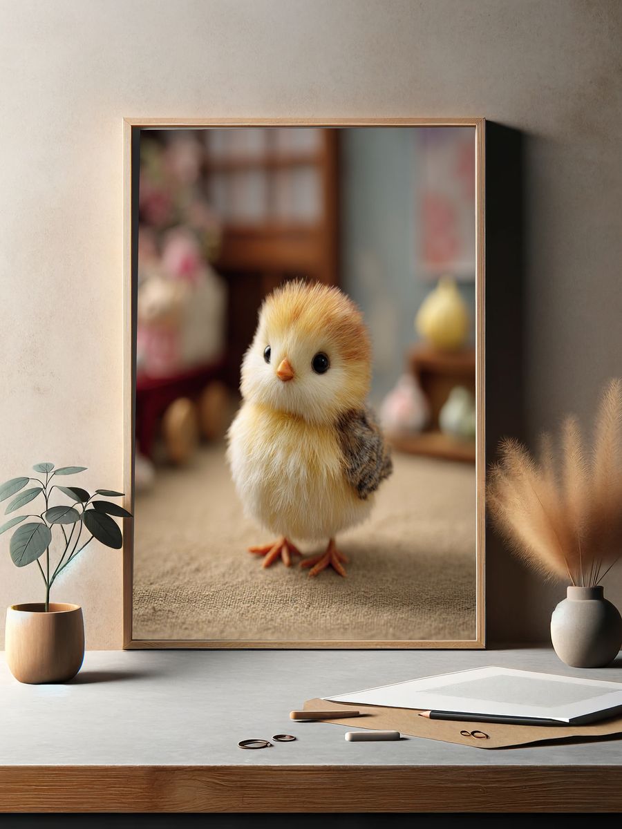 Fluffy Chick Portrait Poster. — room view 2