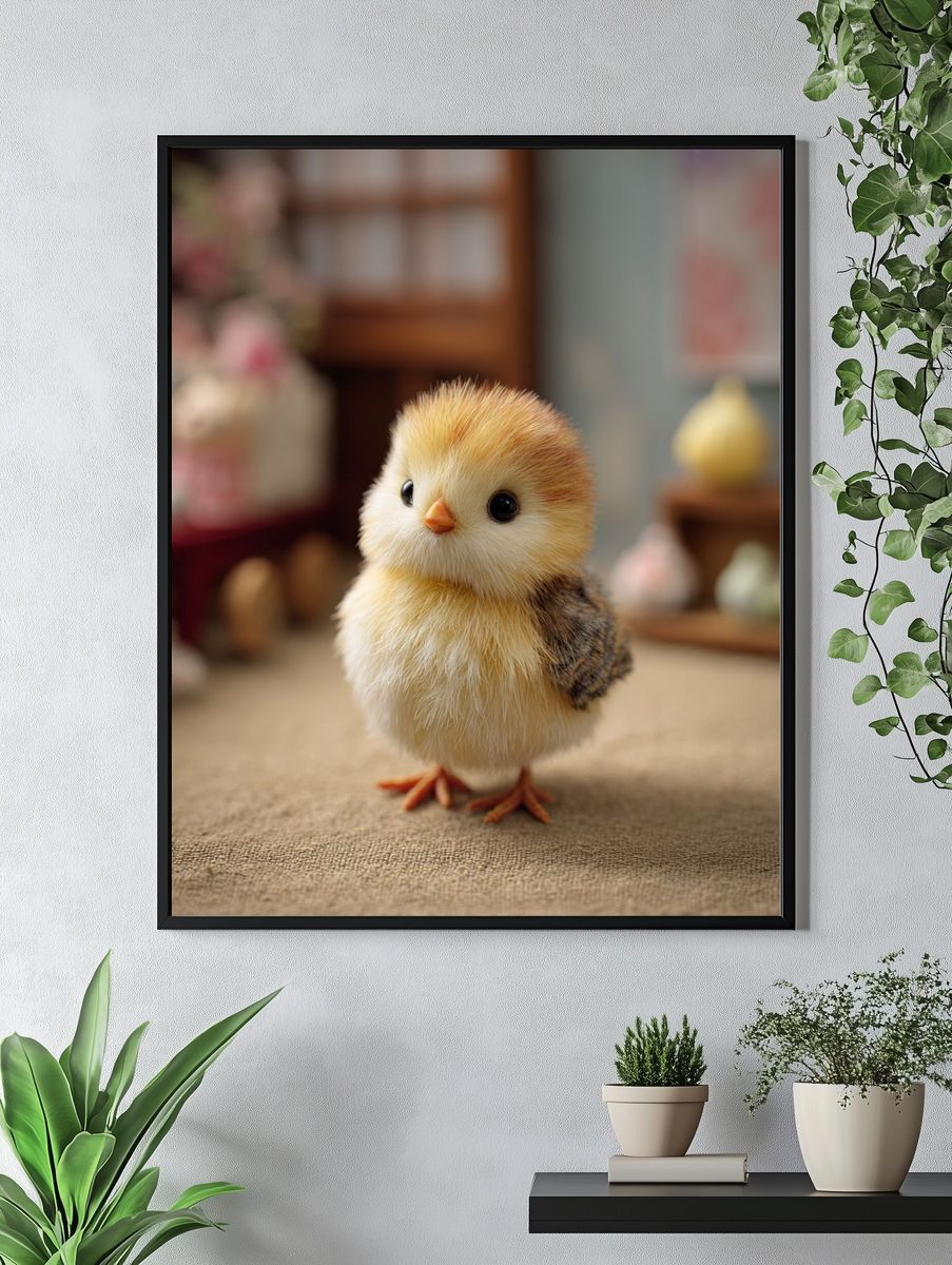 Fluffy Chick Portrait Poster. — room view 4