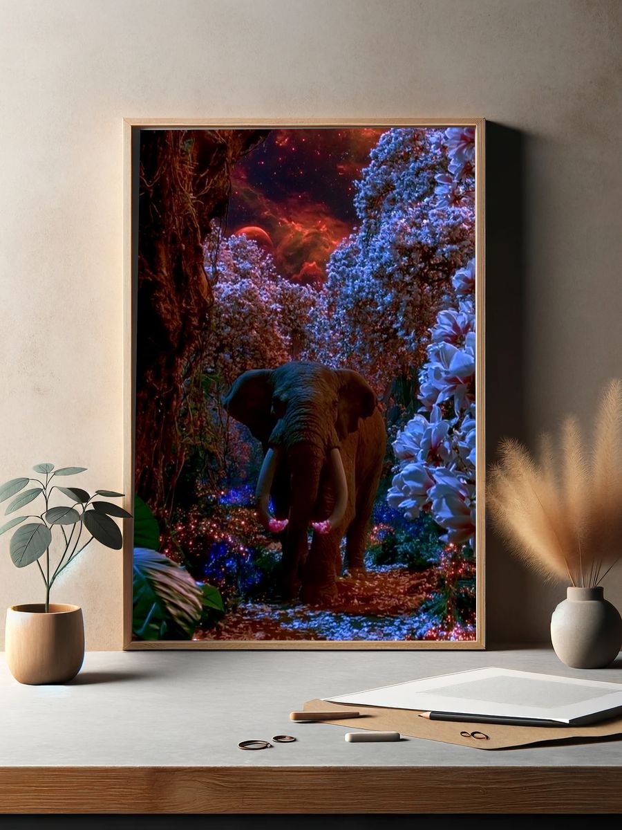 Surreal Elephant Jungle Poster. — room view 2