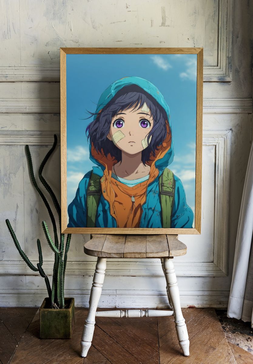 Bandaged Anime Girl Portrait Poster. — room view 1