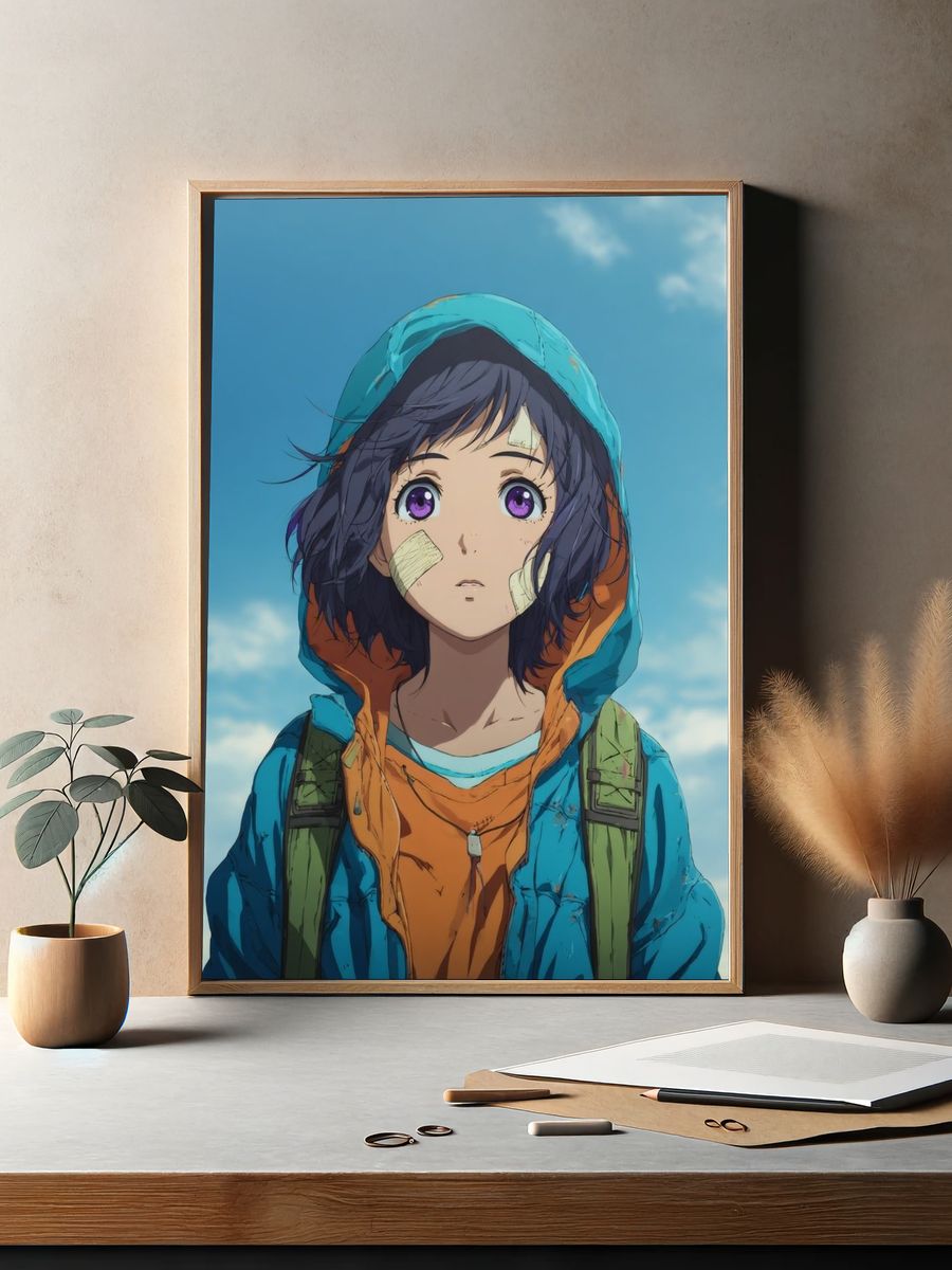 Bandaged Anime Girl Portrait Poster. — room view 2