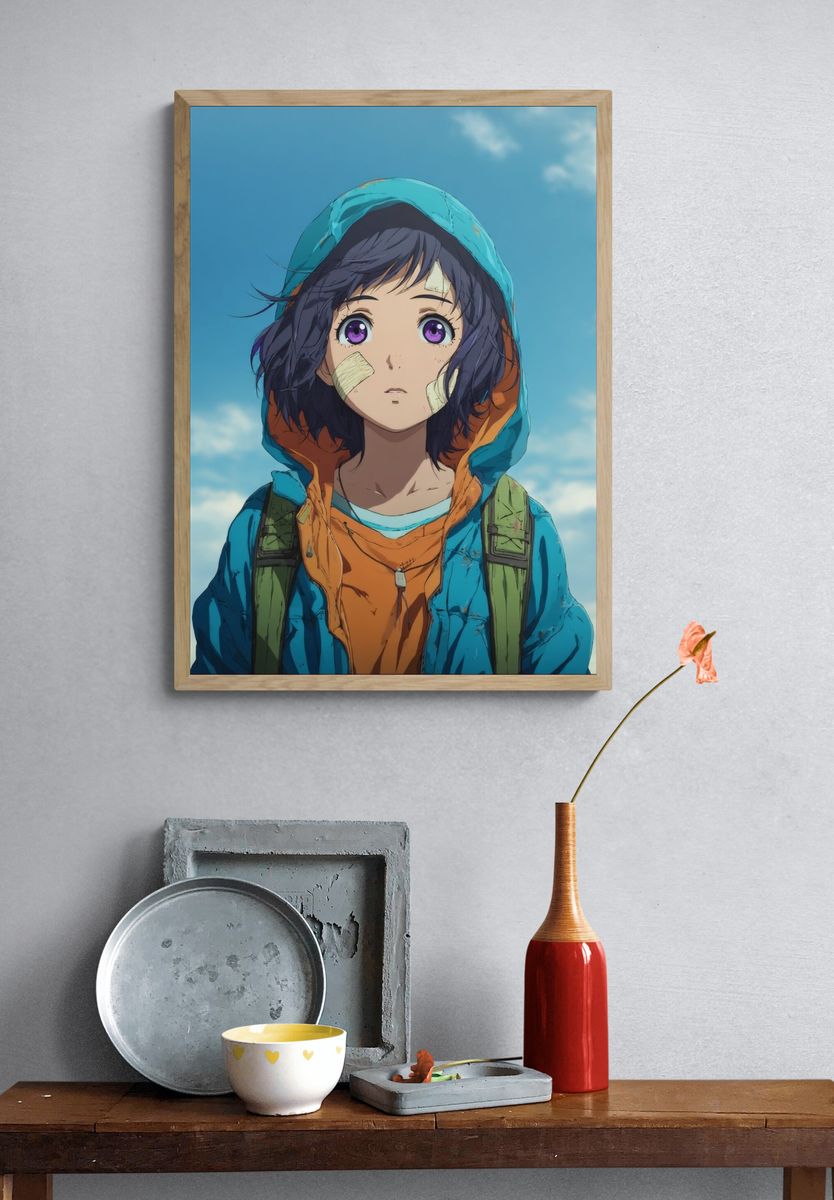 Bandaged Anime Girl Portrait Poster. — room view 3
