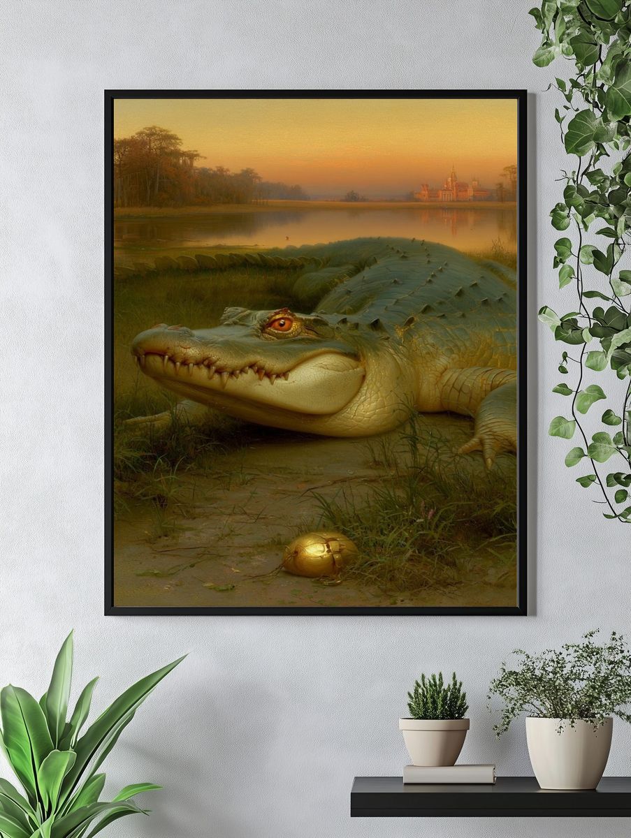 Crocodile at Sunset Illustration Poster. — room view 4