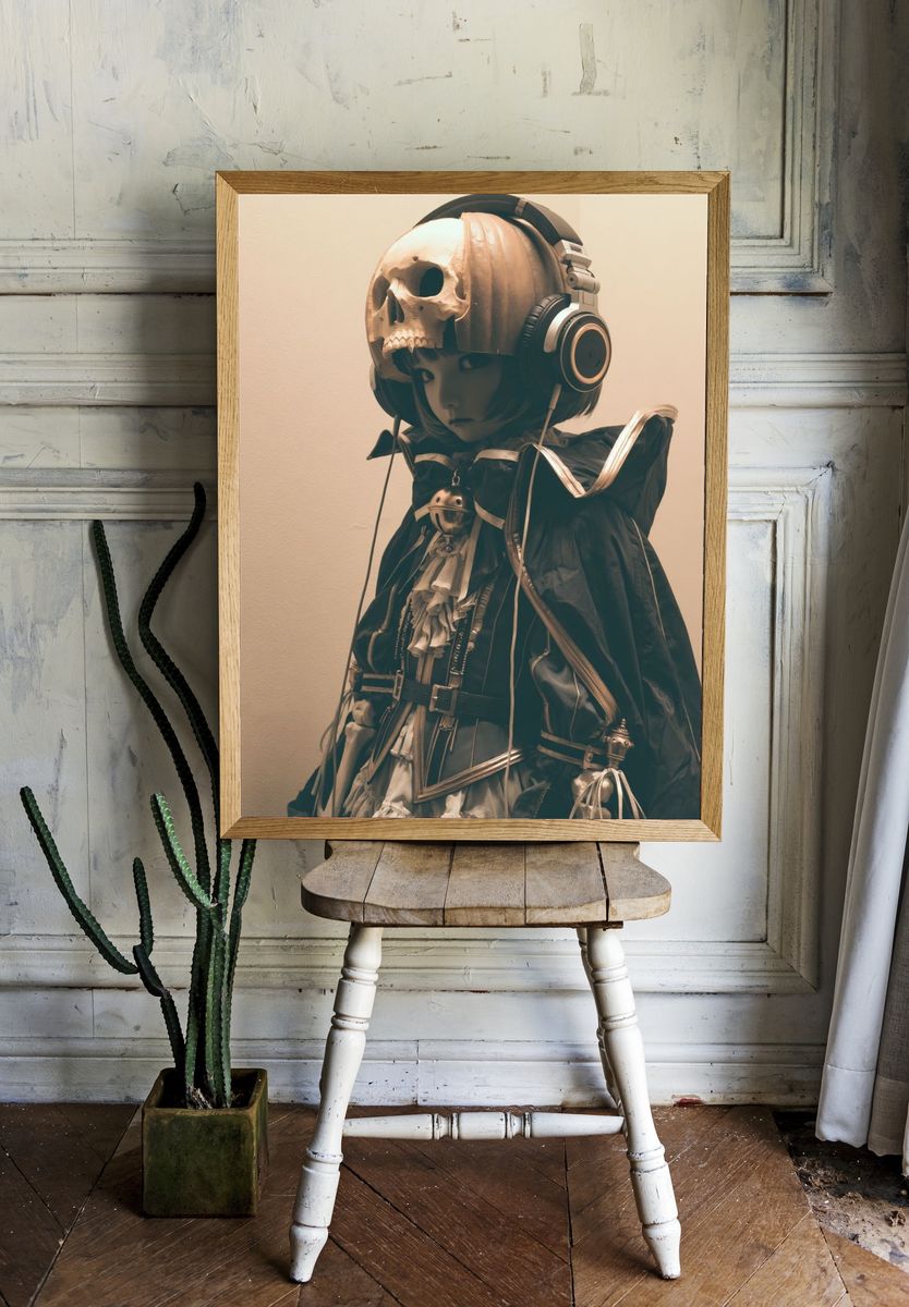 Skull-Headed Anime Character Poster. — room view 1