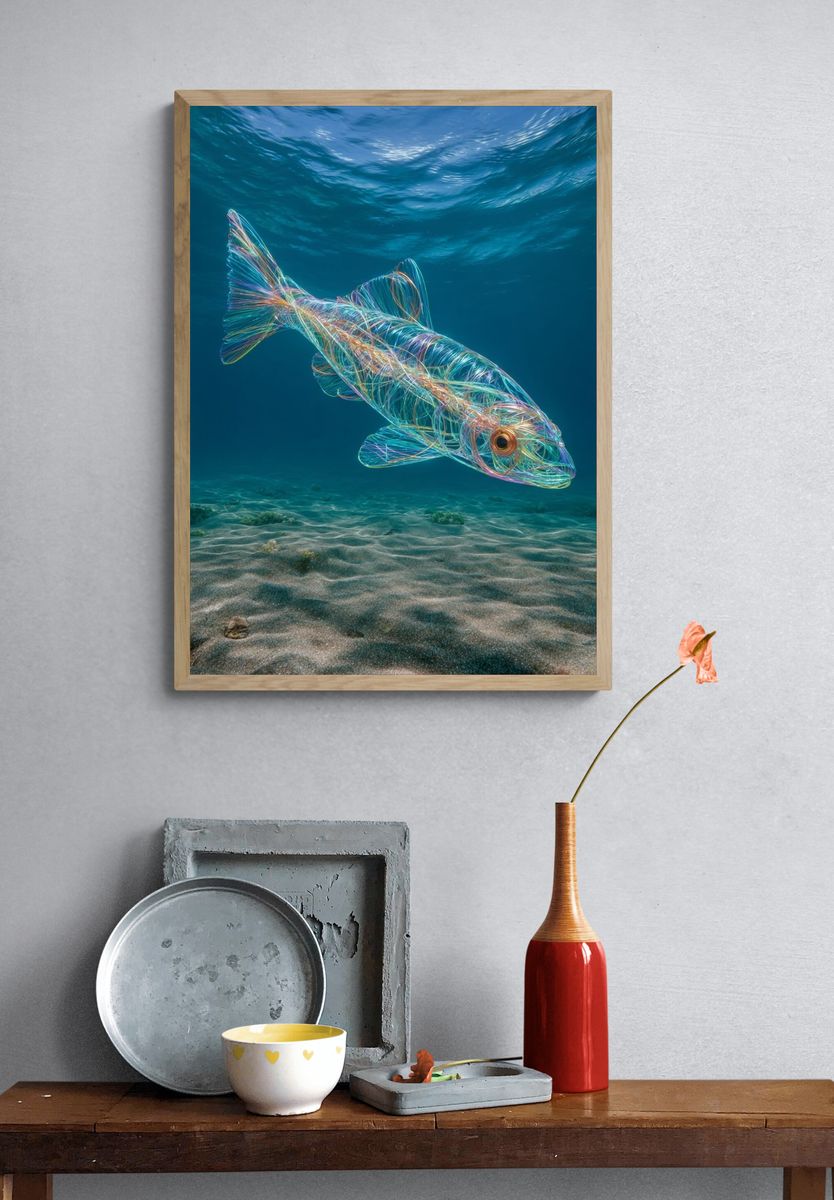 Neon Wirefish Underwater Print. — room view 3