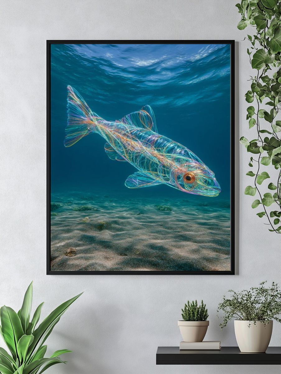 Neon Wirefish Underwater Print. — room view 4