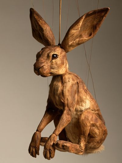 Wooden Hare Sculpture Poster. poster