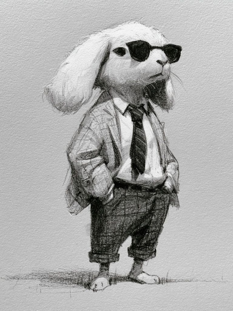 Cool Rabbit Portrait Print. poster — animals art