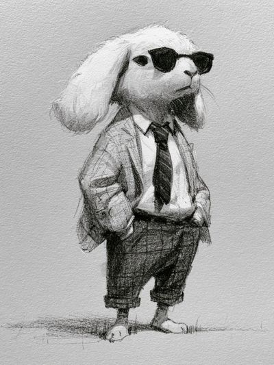Cool Rabbit Portrait Print. poster