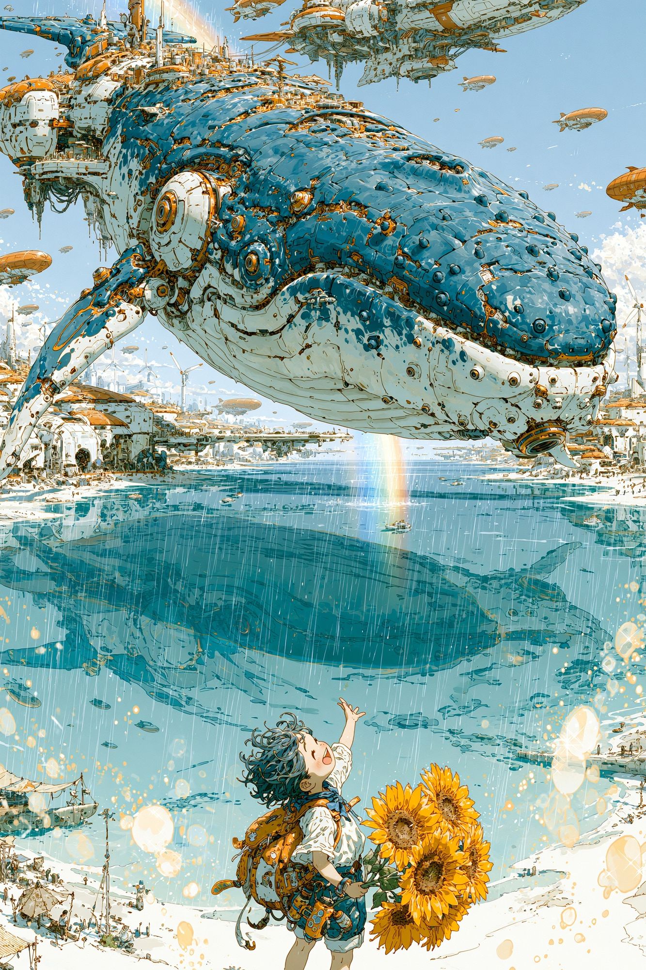 Whale Sky Harbor Illustration Poster. poster — anime art