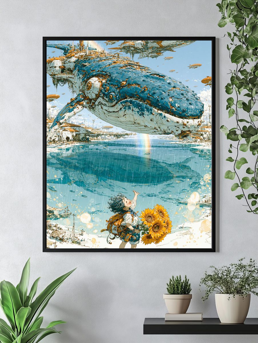 Whale Sky Harbor Illustration Poster. — room view 4