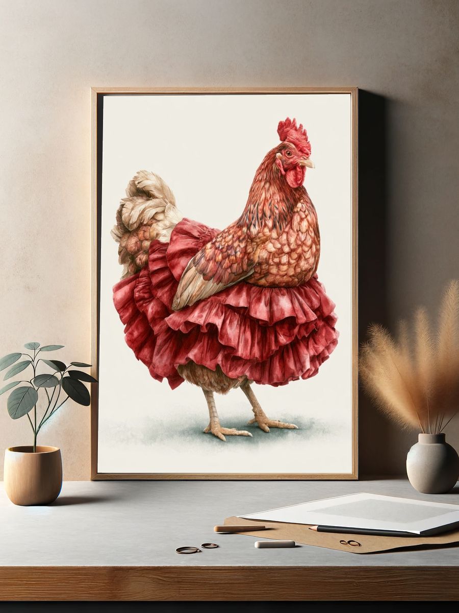 Elegant Hen Illustration Poster. — room view 2