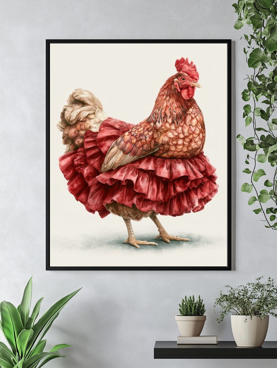 Elegant Hen Illustration Poster. — room view 4