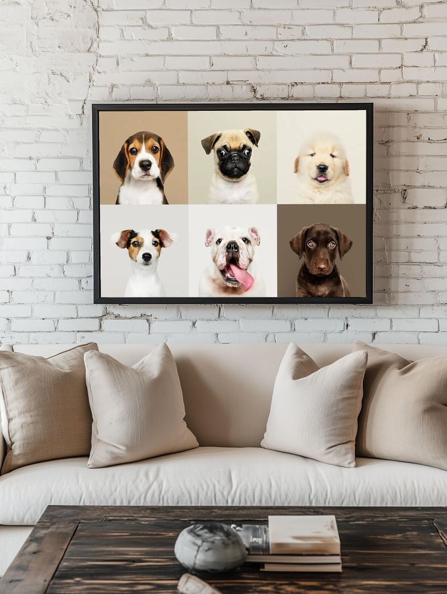Portrait collection of adorable puppies. room preview