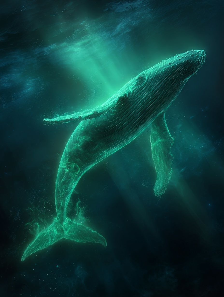 Glowing Humpback Whale Digital Art Poster. poster — animals art