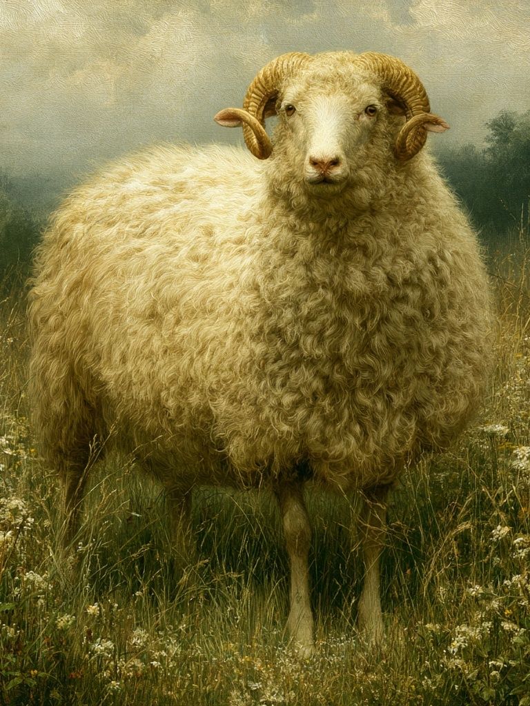 Ram in Meadow Photography Poster. poster detail