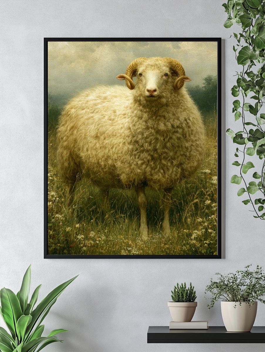 Ram in Meadow Photography Poster. — room view 4