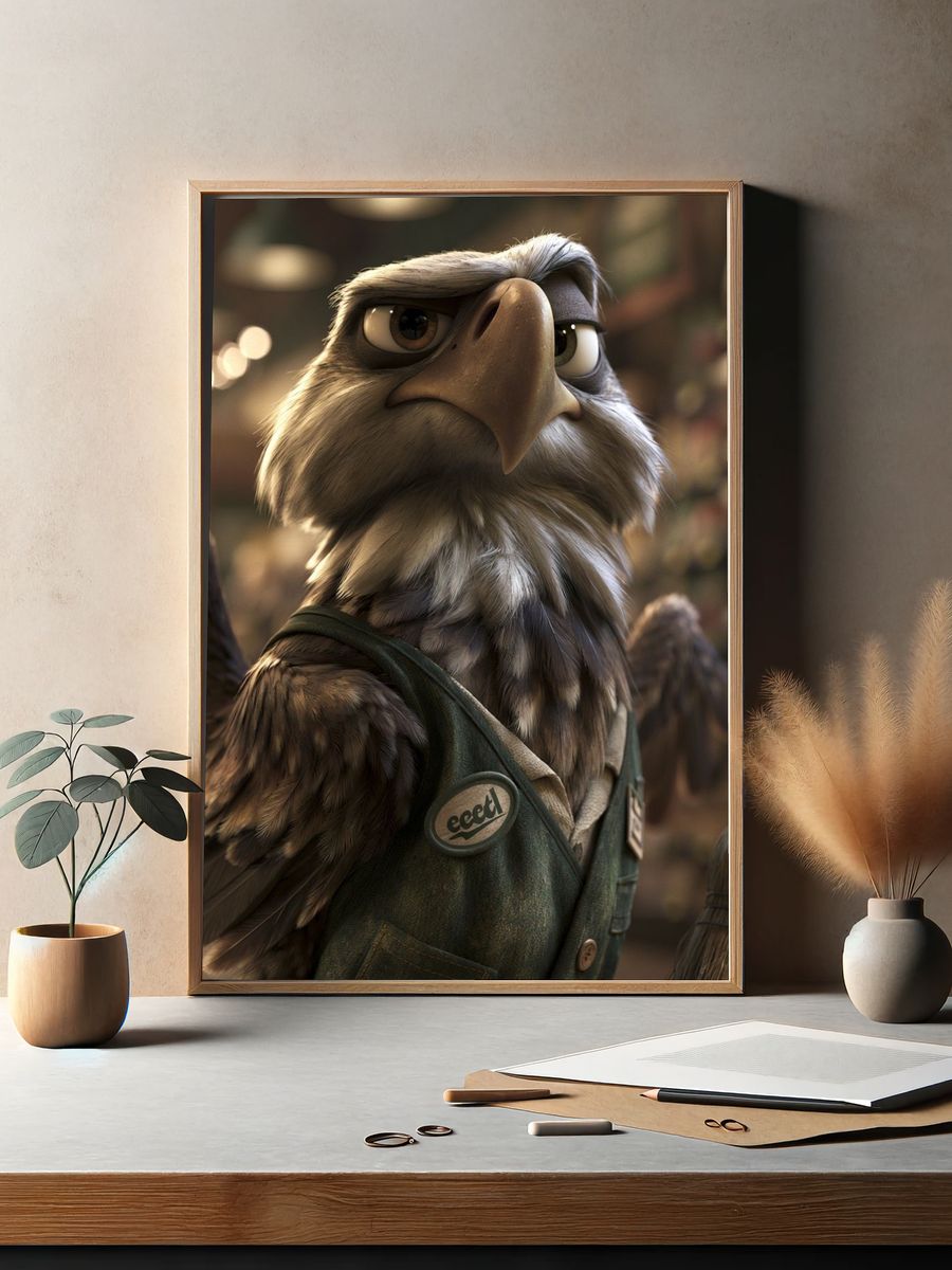 Determined Eagle Portrait Poster. — room view 2