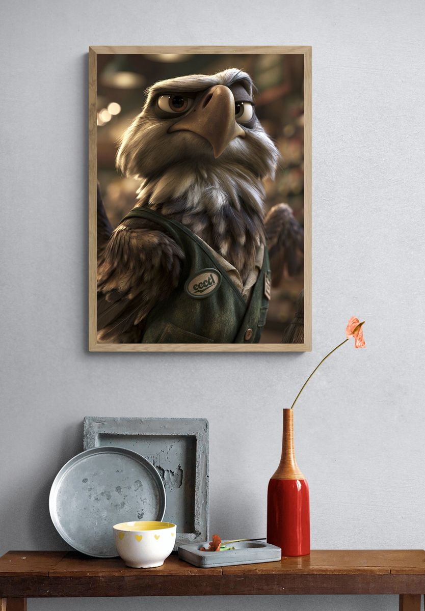 Determined Eagle Portrait Poster. — room view 3