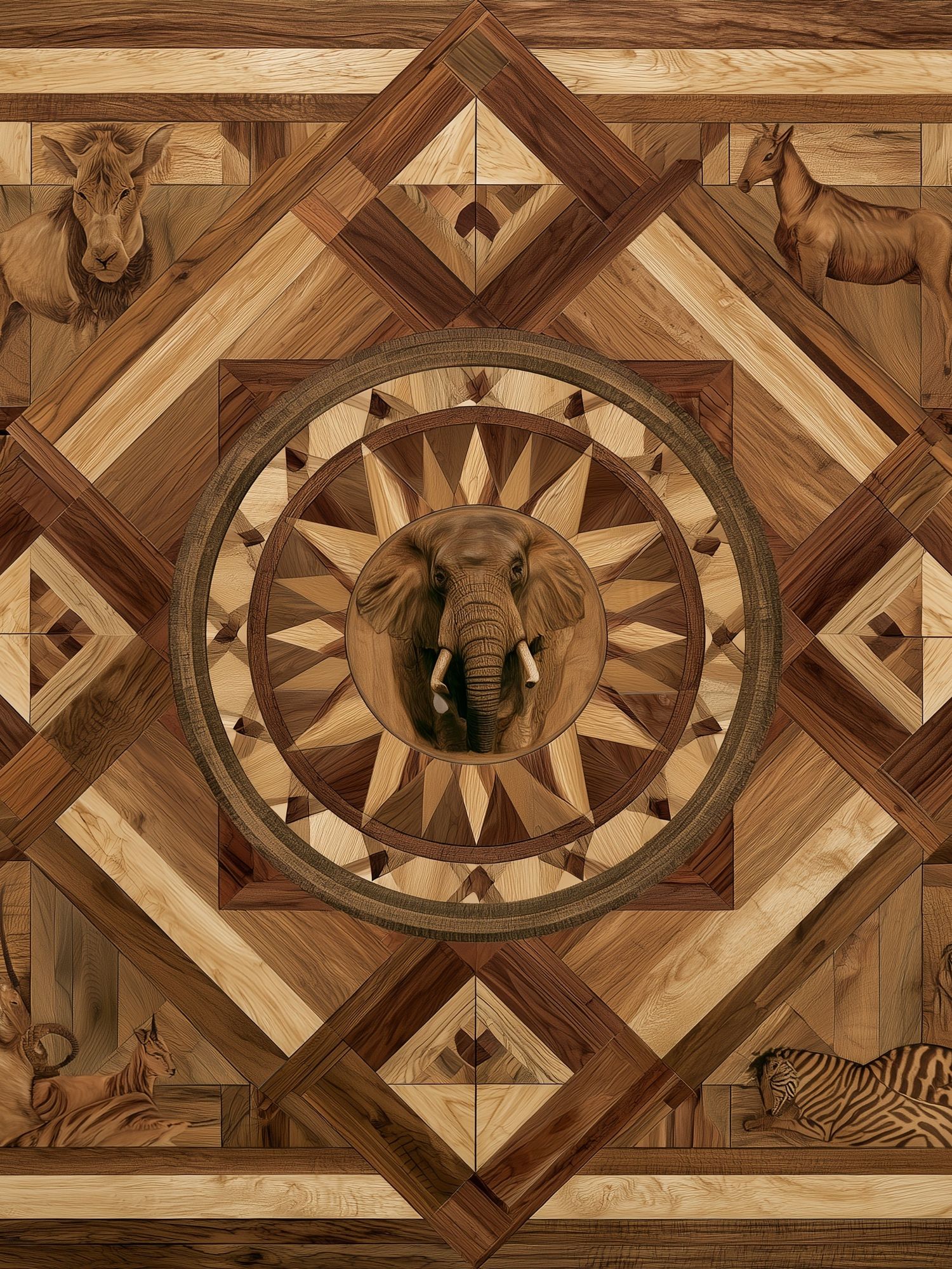 Safari Wood Mosaic Poster. poster — animals art