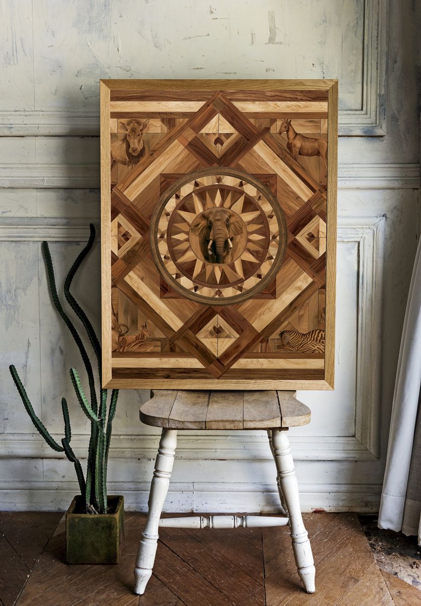 Safari Wood Mosaic Poster. room preview