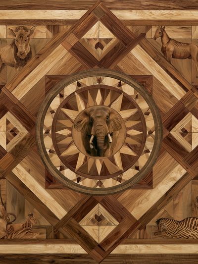 Safari Wood Mosaic Poster.