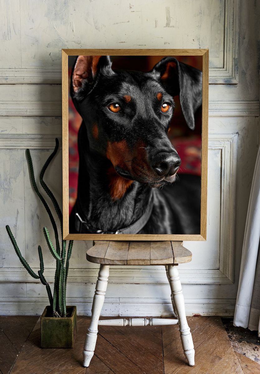 Doberman Portrait Photography Poster. room preview