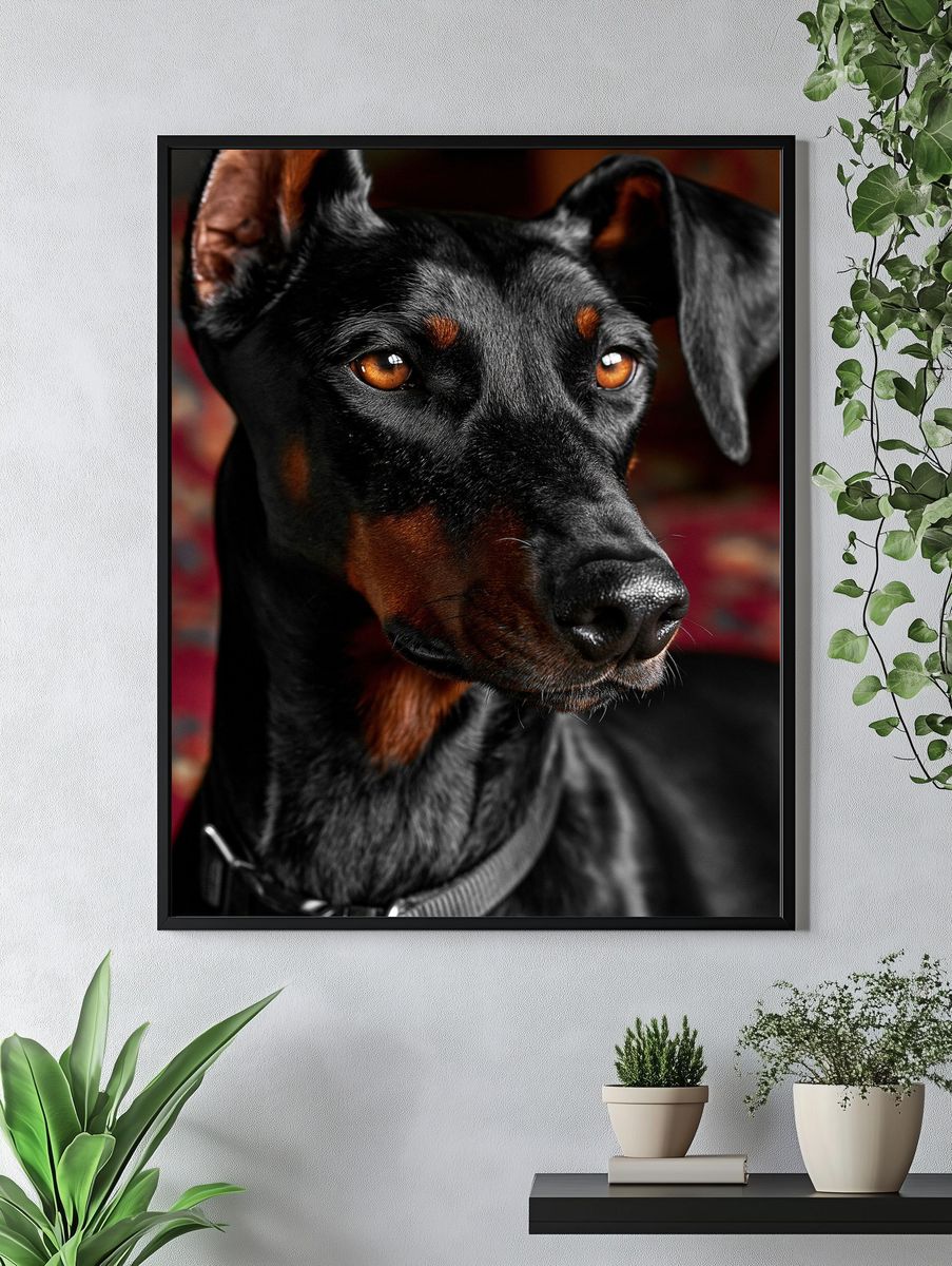 Doberman Portrait Photography Poster. — room view 4