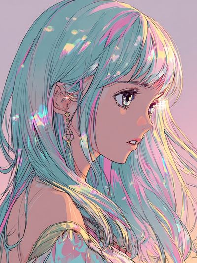 Pastel Anime Girl Portrait Print