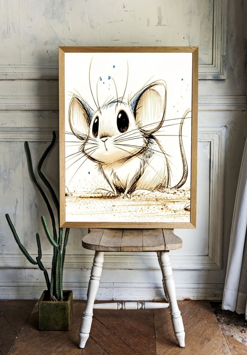 Cute Mouse Sketch Poster. — room view 1
