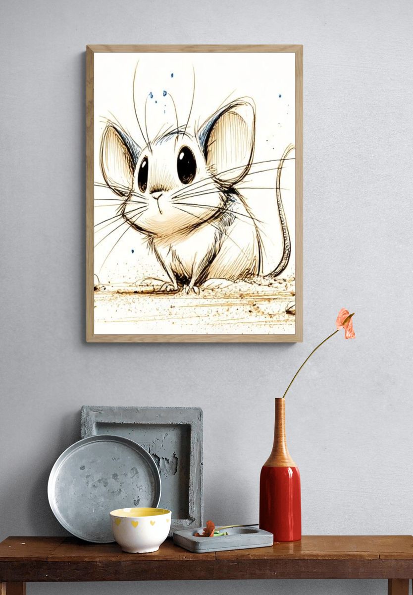 Cute Mouse Sketch Poster. — room view 3