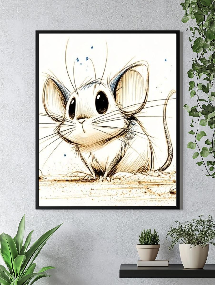 Cute Mouse Sketch Poster. — room view 4