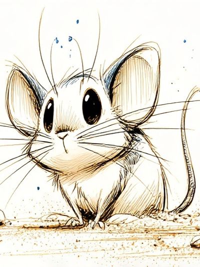 Cute Mouse Sketch Poster.
